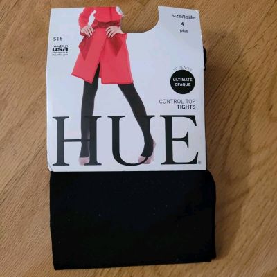 New HUE Women's Ultimate Control Top Tights 90 Den, Black, Size 4 ( Plus)